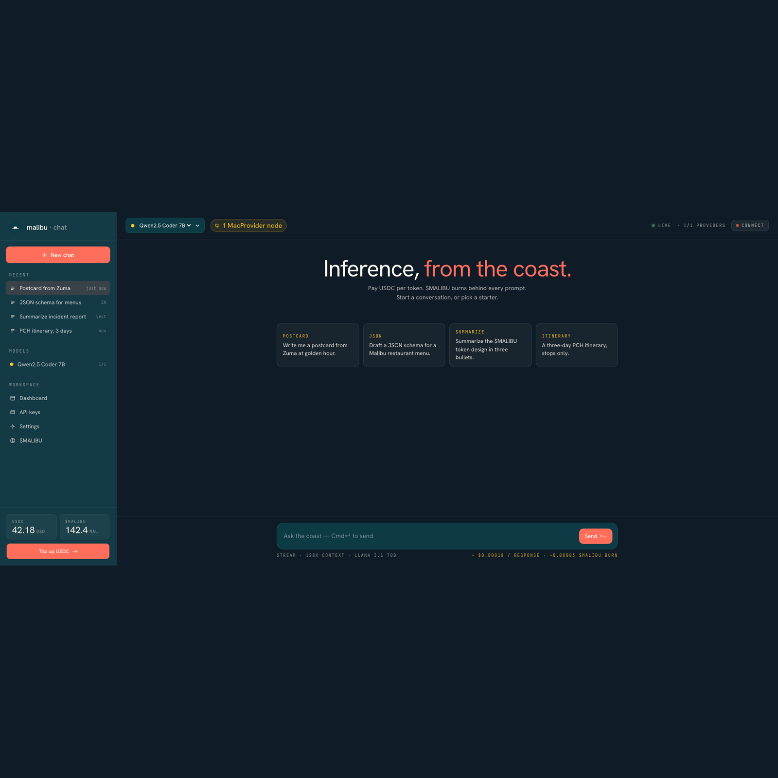 Malibu chat console for running AI models